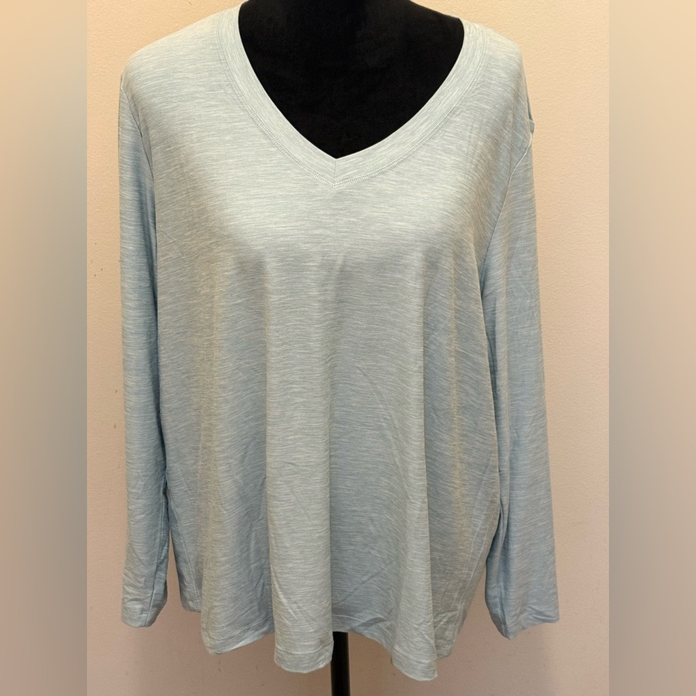Women's Light Blue V-Neck Top NEW